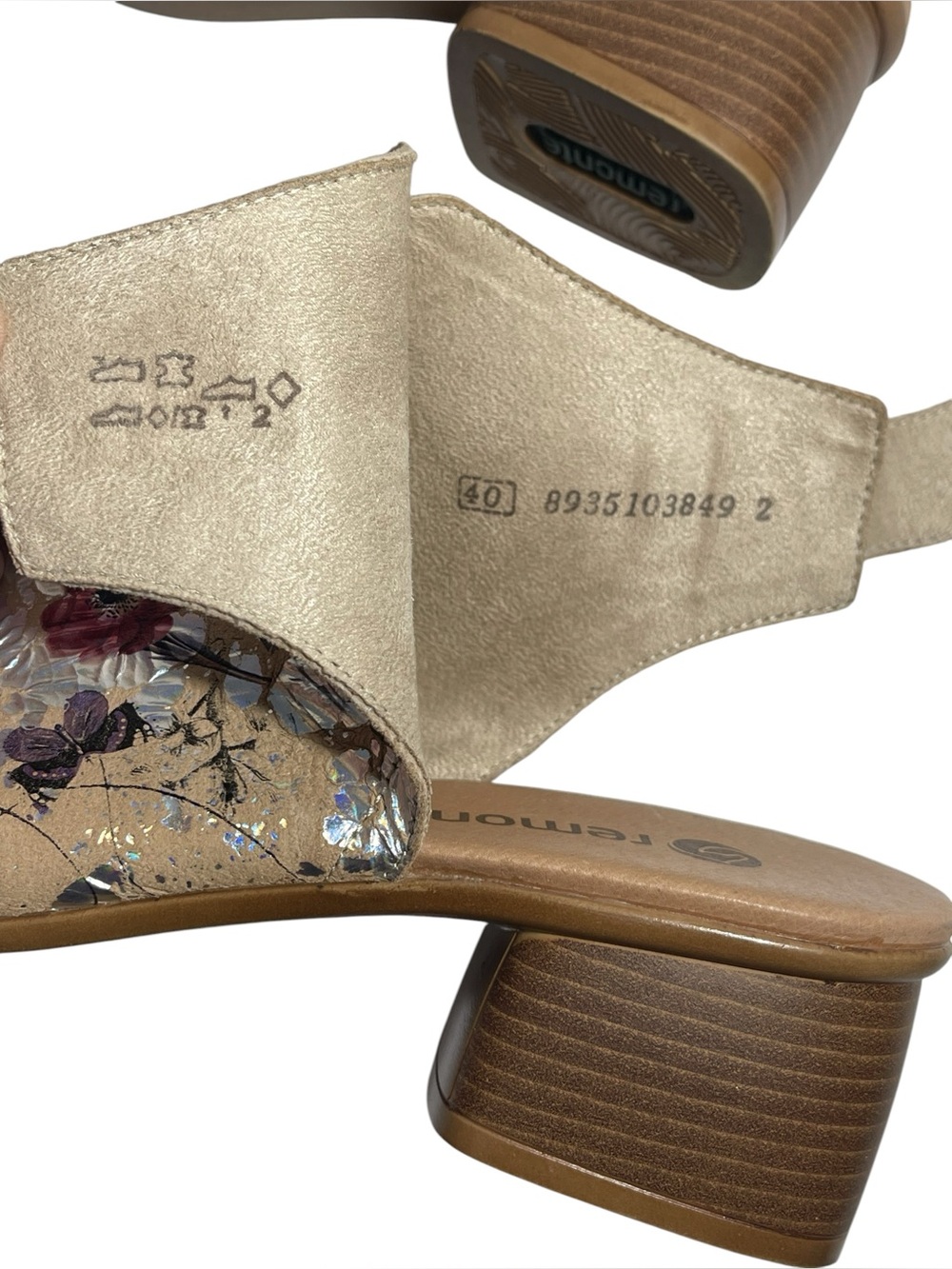 Remonte Sling Luxury Floral Butterflies Leather Sandals Us 9 Women's EU 40 Rare - Picture 8 of 13